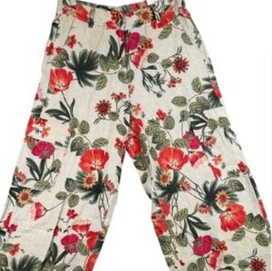 Floral Wide-Leg Pants Chico Floral Size 8 White